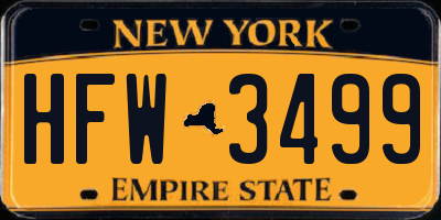 NY license plate HFW3499