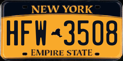NY license plate HFW3508