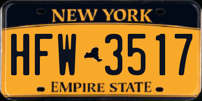NY license plate HFW3517