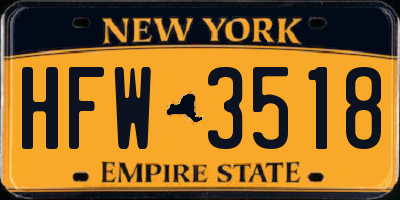 NY license plate HFW3518