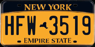 NY license plate HFW3519