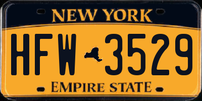 NY license plate HFW3529
