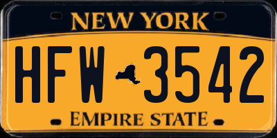 NY license plate HFW3542