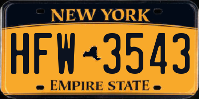 NY license plate HFW3543