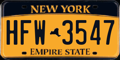 NY license plate HFW3547