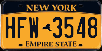 NY license plate HFW3548