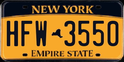 NY license plate HFW3550
