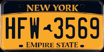 NY license plate HFW3569