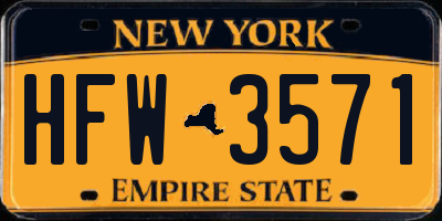 NY license plate HFW3571