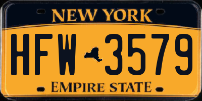NY license plate HFW3579