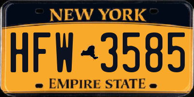 NY license plate HFW3585
