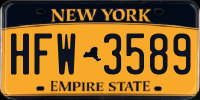 NY license plate HFW3589