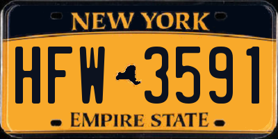 NY license plate HFW3591