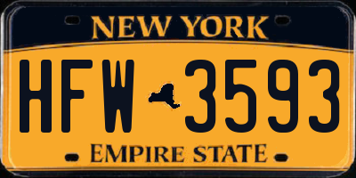 NY license plate HFW3593
