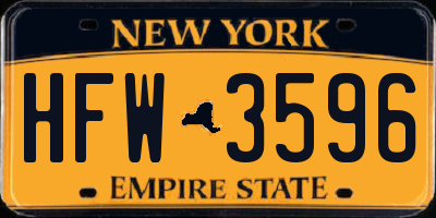 NY license plate HFW3596
