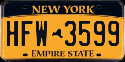 NY license plate HFW3599