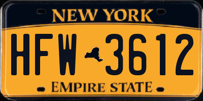 NY license plate HFW3612