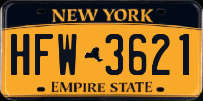 NY license plate HFW3621