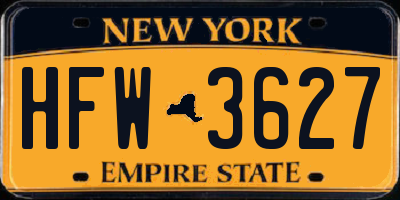 NY license plate HFW3627