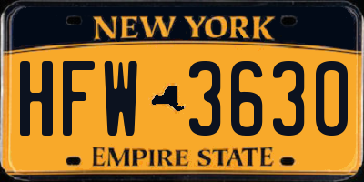 NY license plate HFW3630