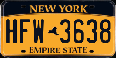 NY license plate HFW3638