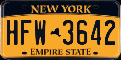 NY license plate HFW3642