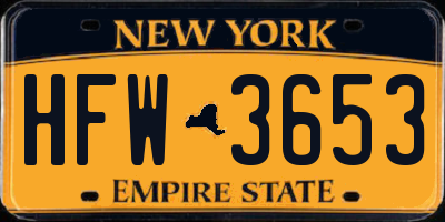 NY license plate HFW3653
