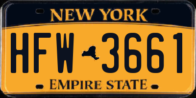 NY license plate HFW3661