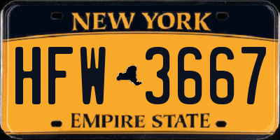 NY license plate HFW3667