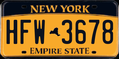 NY license plate HFW3678