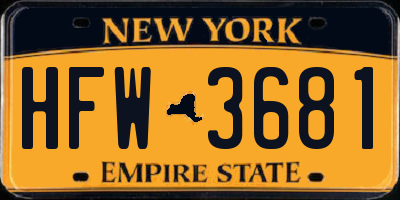 NY license plate HFW3681