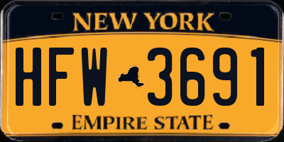 NY license plate HFW3691
