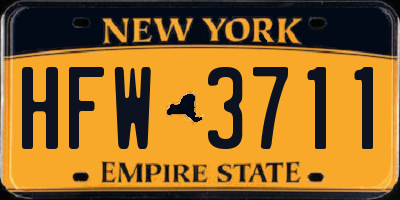 NY license plate HFW3711