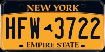 NY license plate HFW3722