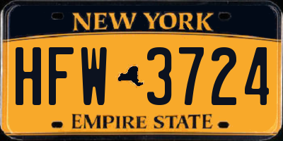 NY license plate HFW3724