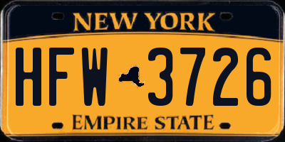 NY license plate HFW3726