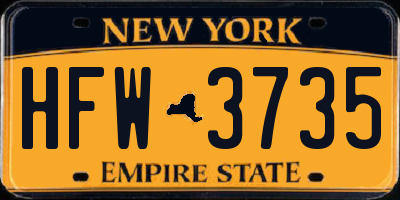 NY license plate HFW3735
