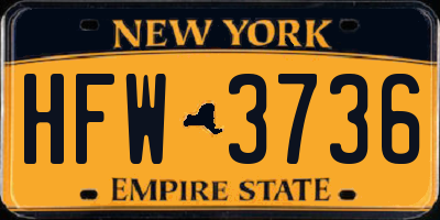NY license plate HFW3736