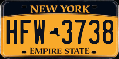 NY license plate HFW3738