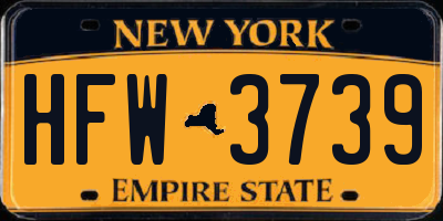 NY license plate HFW3739