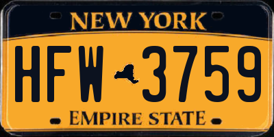 NY license plate HFW3759