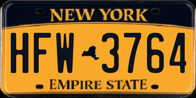 NY license plate HFW3764
