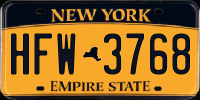 NY license plate HFW3768