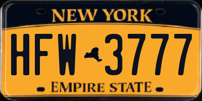 NY license plate HFW3777