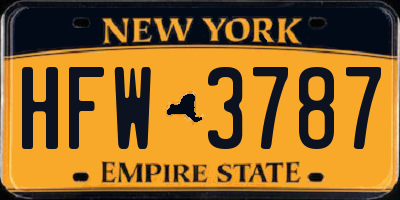 NY license plate HFW3787