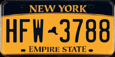 NY license plate HFW3788