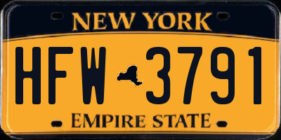 NY license plate HFW3791