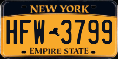 NY license plate HFW3799