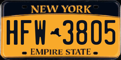 NY license plate HFW3805