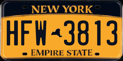 NY license plate HFW3813